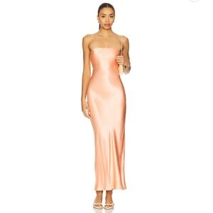 SNDYS Angel Coral Satin Midi Dress